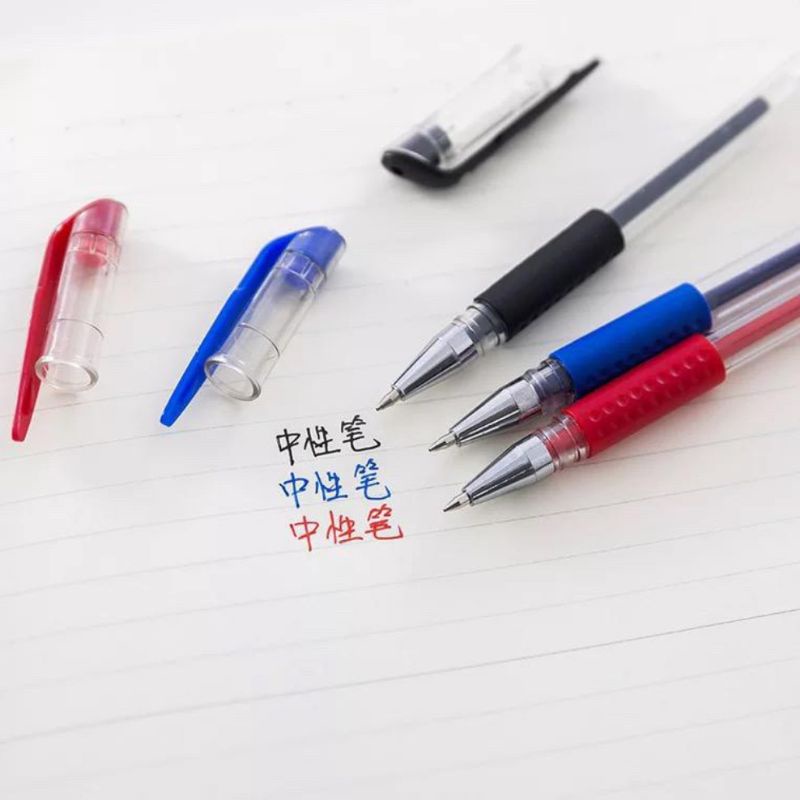 Pulpen Gel Mini 0.5mm Bolpen Pulpen Tinta Gel Pena Sekolah Tipe Gel Hitam Biru Merah