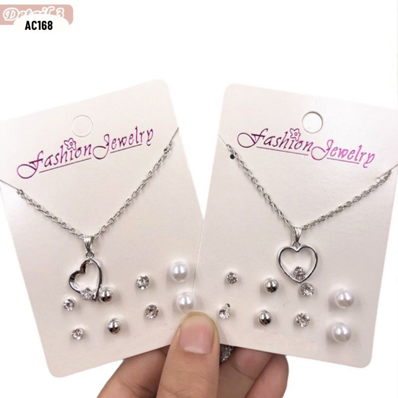 [IMPORT] AC168 - AKSESORIS PERHIASAN 5IN1 KALUNG SET ANTING FASHION WANITA - 76BAGSTORE