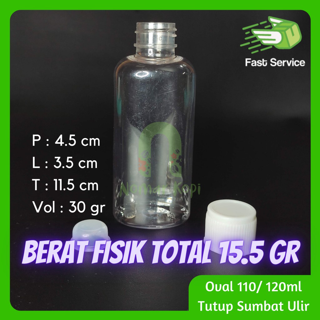 Botol 120ml Oval Tutup Sumbat Ulir