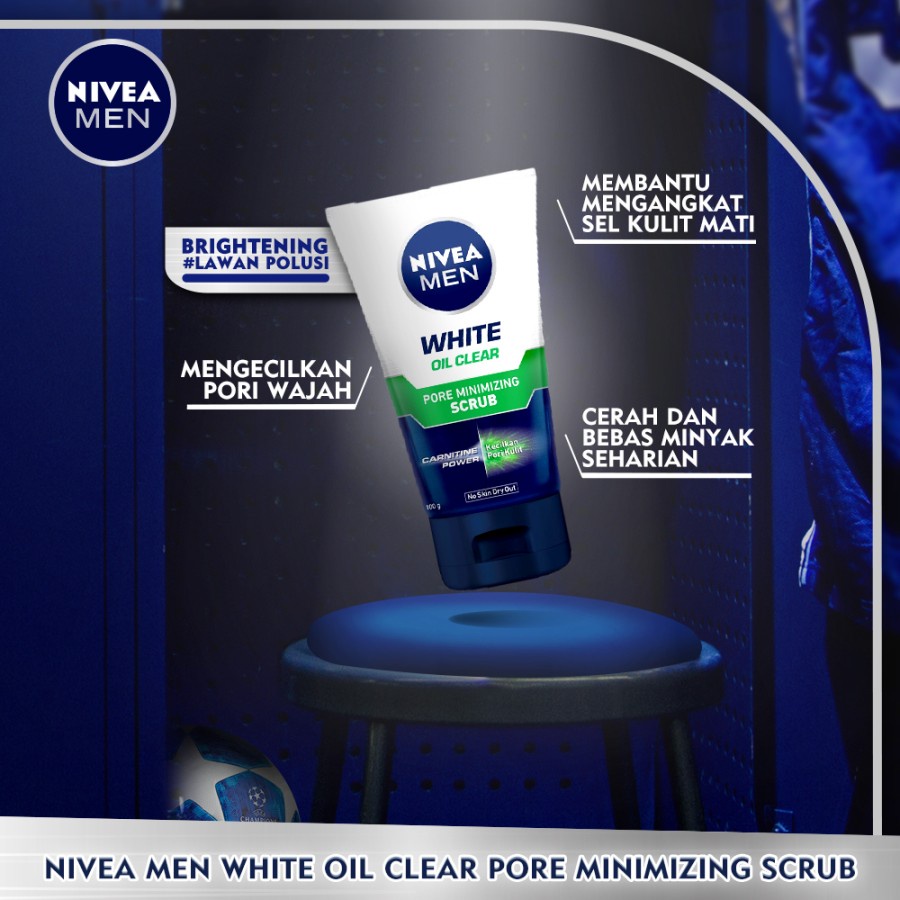 NIVEA MEN Bright Oil Clear Scrub 100ml - Sabun Wajah Pria Mencerahkan