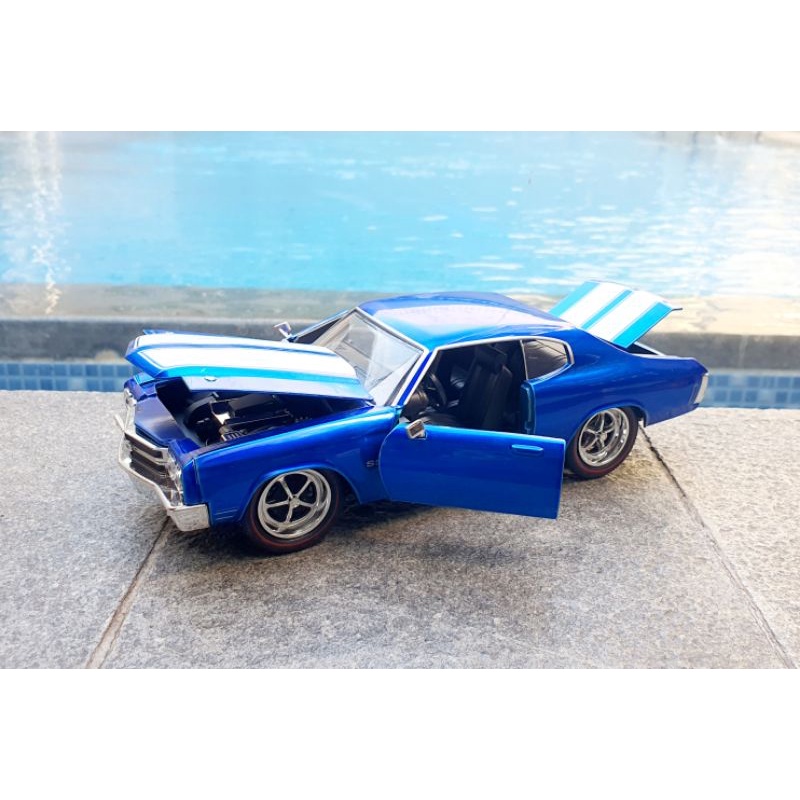 Jada 1970 Chevy Chevelle SS Biru Miniatur Diecast Mobil 1:124