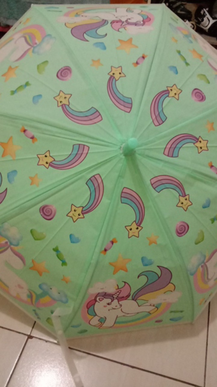 Payung Anak Unicorn / Tongkat / Dof / Plastik - 1171