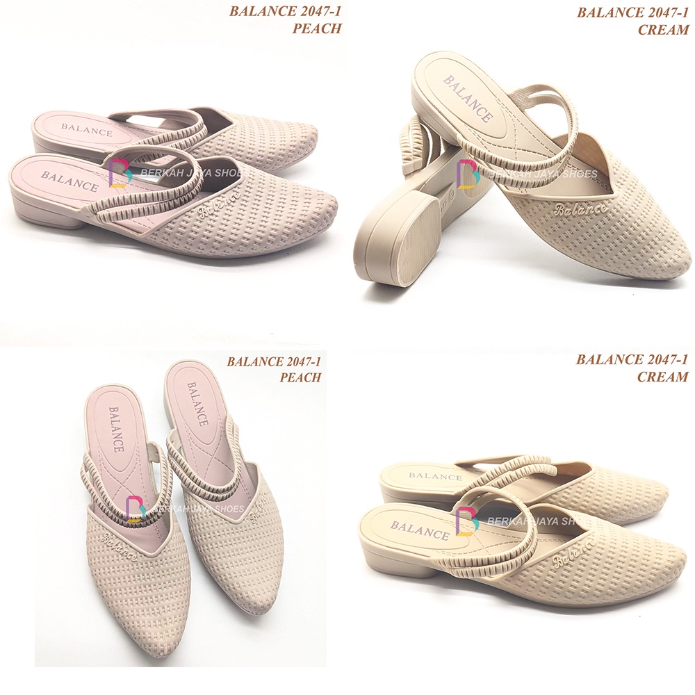 Sepatu Sandal Balance 2047 - Sepatu Sandal Wedges Jelly Import - Sepatu Sandal Karet Tali Hak Sedang