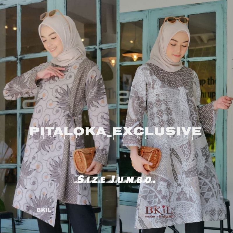 M-L-XL-XXL JUMBO Batik Tunik wanita ASJ SA HRB026 Kenongo Pekalongan Sogan Tulis