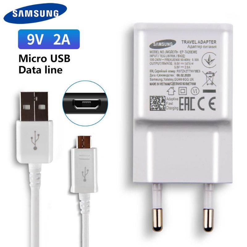 Charger Samsung Micro Usb Adaptive Fast Charging J1 J2 J3 J4 J5 J7 Prime J7 Pro A6 A6+ A01 A02 A03 A10 A10S