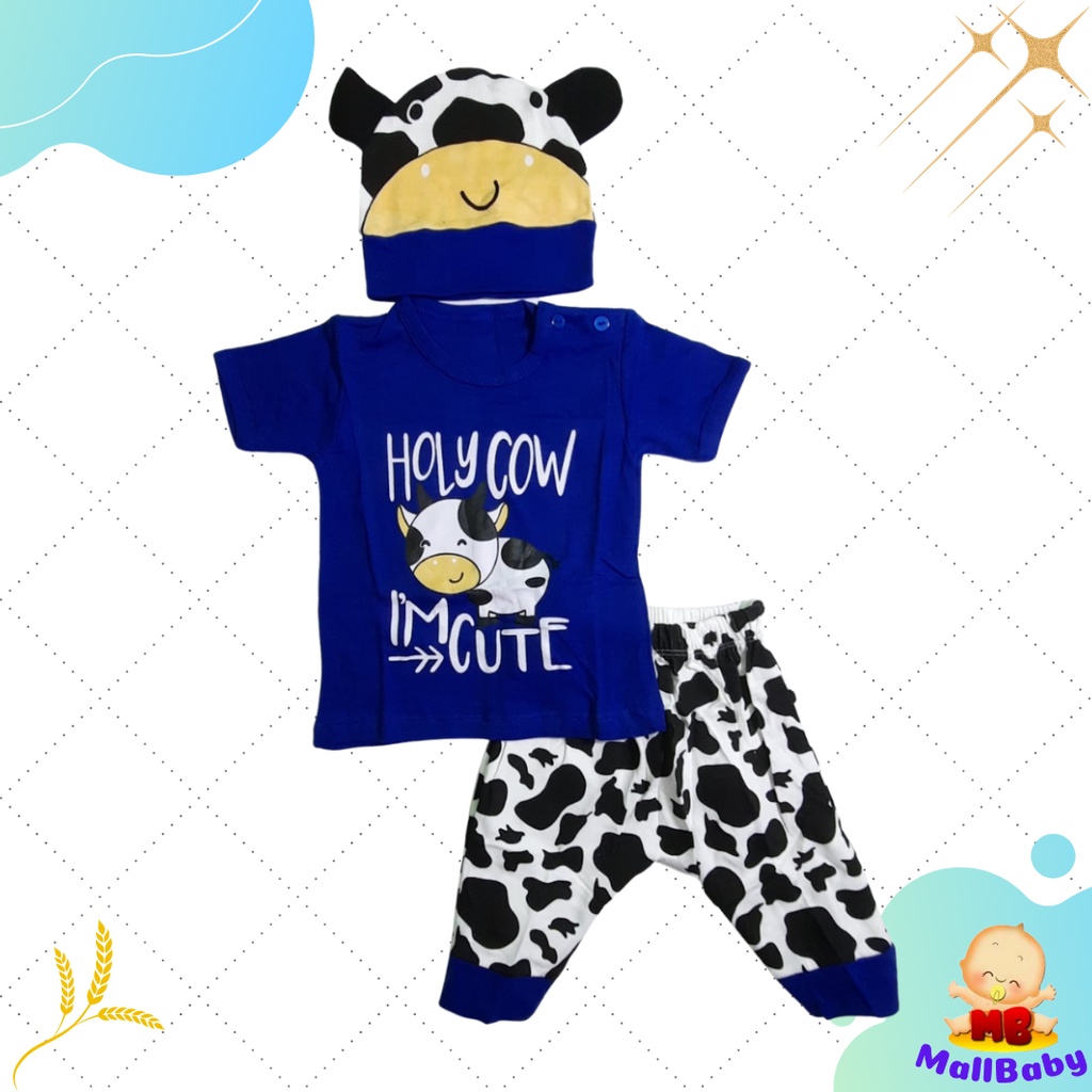 Baju Bayi Laki Laki 6-12 Bulan Setelan Bayi Laki Laki  Topi 1 Tahun HolyCow