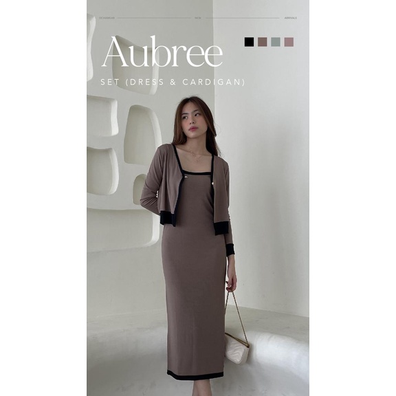 Aubree Knit Dress —— Ocha Wear | Korean Premium Knit Wanita | Knit Set (Dress + Cardigan) Berkualitas