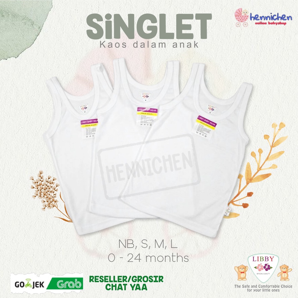 LIBBY SINGLET KAOS DALAM PUTIH  / MIX WARNA baju bayi / baju anak