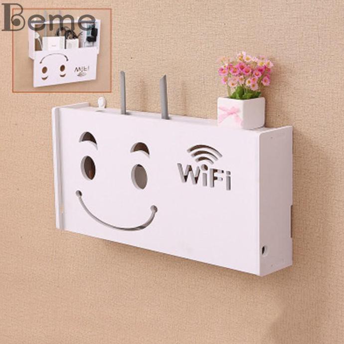 BARANG BARU Import Beme.id - Kotak Penyimpanan plastik Wifi Router Rak Dinding