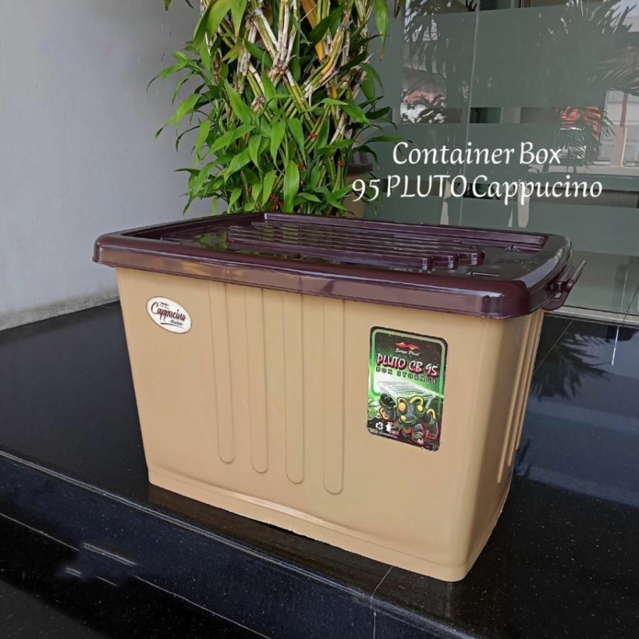 KHUSUS GOSEND - Container Box Plastik Pluto 95 Liter Cappucino