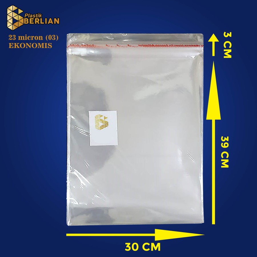 

30 x 39 cm Plastik OPP EKONOMIS 23micron (100 lbr) (lem/seal)