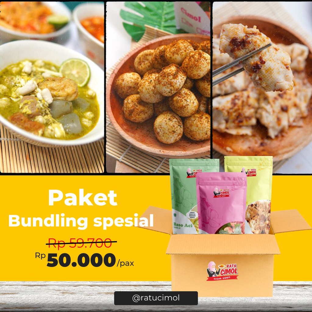 

paket bundling cimol, pangsit, baso aci (lebih hemat)