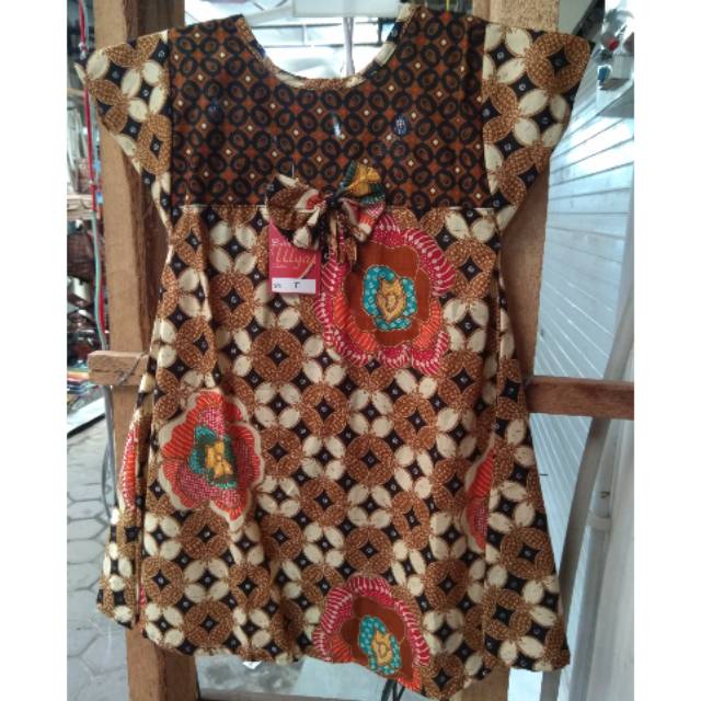 DRESS BATIK ANAK USIA 3-5 TAHUN DENGAN BUNGA - FASHION ANAK PEREMPUAN - SOUVENIR MURAH KHAS JOGJA