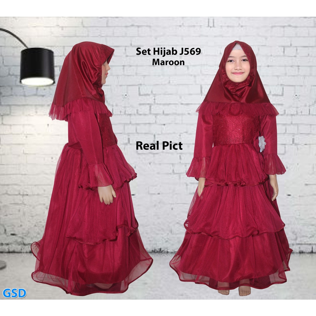 Set Hijab J568 J569 J570/ Gamis Anak Brukat Usia 5 - 8 Thn /Gamis Muslim /Baju Ngaji Anak Murah Good Quality/ Baju Kondangan Best Seller