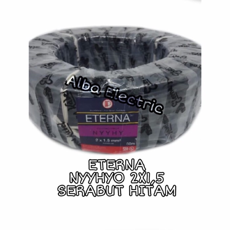 Kabel Listrik Eterna 2x1,5 NYYHYO Serabut Harga Permeter Hitam NYY HYO 2x1.5