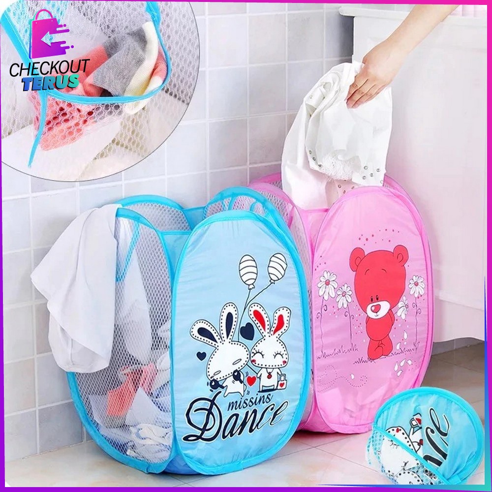 CT C500 Keranjang Baju Kotor Lipat Karakter Keranjang Portable Serbaguna Laundry Bag Keranjang Cucian