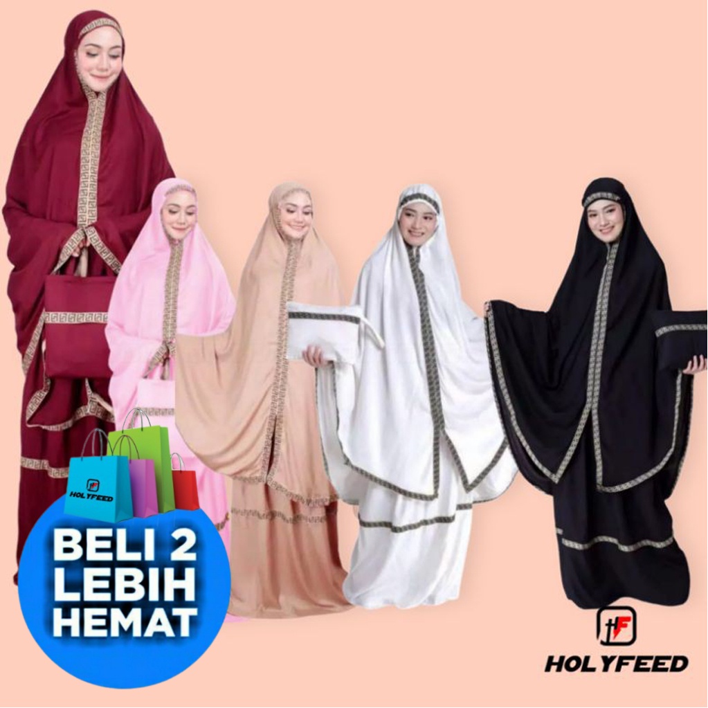 Mukena Songket Jacquard Fendi Jumbo Bordir Dlusia Hitam