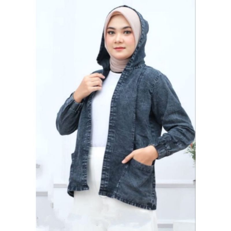 Outer Jeans Cardigan Wanita Blazer Hoodie