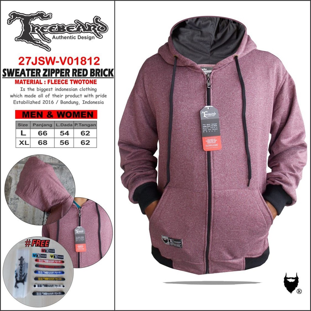 [BAYAR DI TEMPAT/COD] ORIGINAL TREEBEARD Jaket Pria Hoodie Premium Original