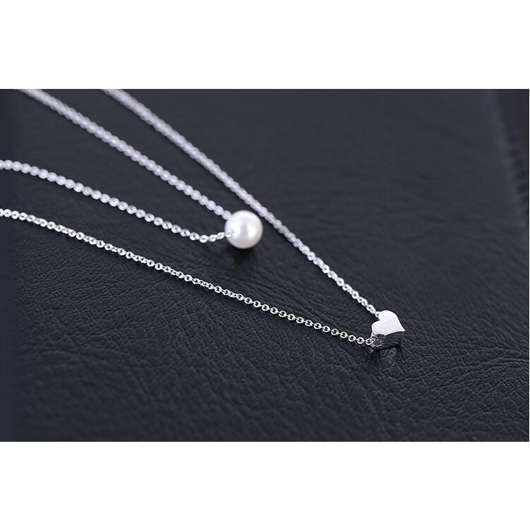 Kalung Liontin Mutiara Hati Pearl Heart Pendant Necklace Charm Multilayer Chain Necklaces Women Jewelry Accessories