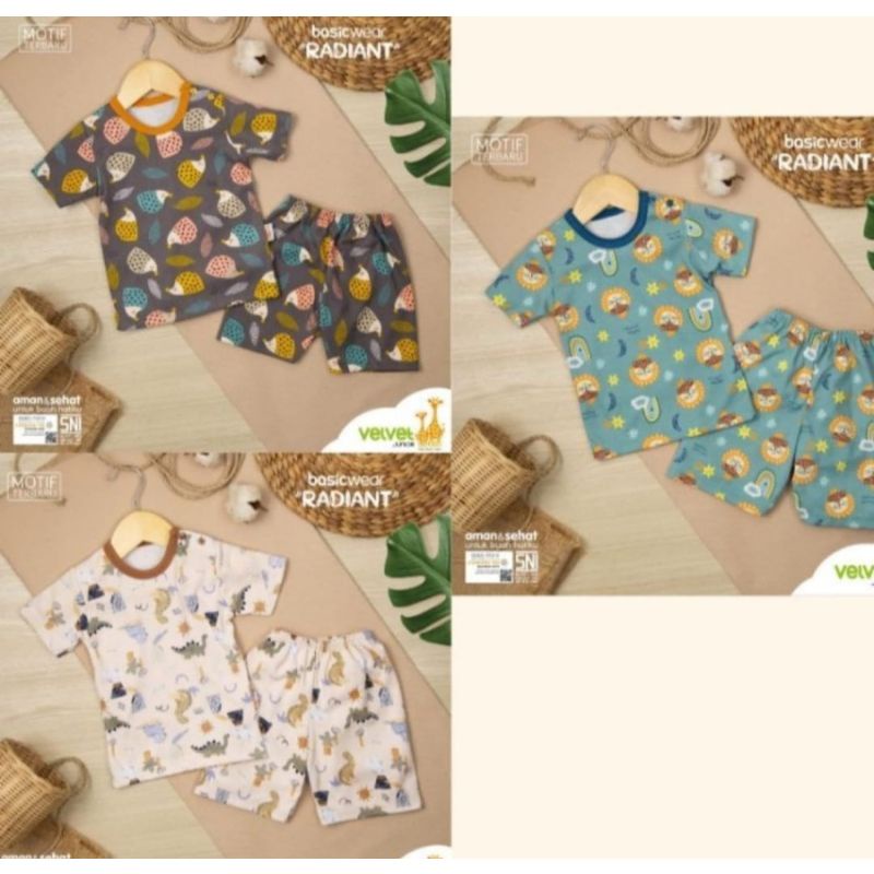 Piyama Pendek Velvet Junior Basic Wear Radiant Size S - XXL