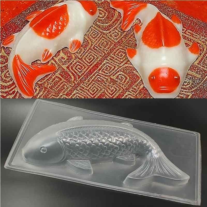 [Elegan] Baking Tools Plastik 3D Ikan Koi Handmade Sugarcraft Fondant DIY Cetakan Mold