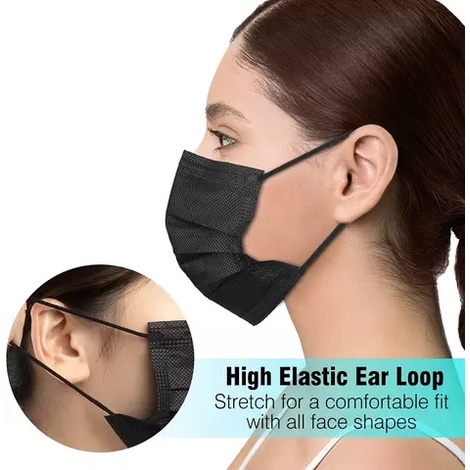 Masker Medis Earloop Hitam isi 50 Pcs