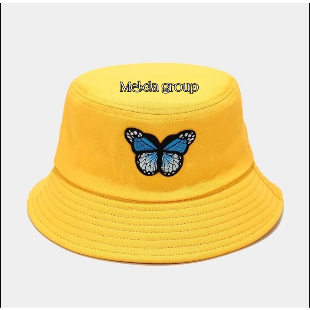 Topi Bucket Hat Butterfly Bordir Tebel Bucket Hat Distro Terbaru Topi Bucket Wanita