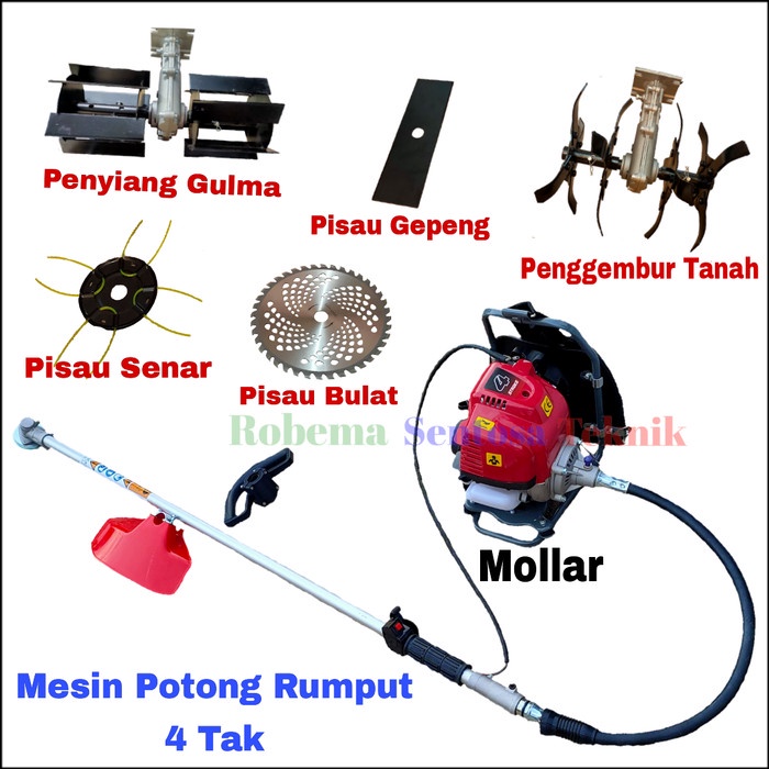 ALAT MESIN POTONG RUMPUT 4 TAK MOLLAR MESIN HONDA GX35 MULITIFUNGSI