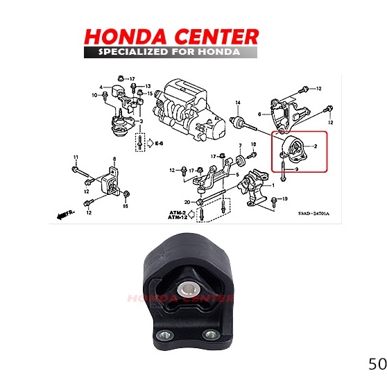 engine mounting gantungan mesin kaki mesin pangkuan mesin belakang crv gen2 tahun 2002 2003 2004 2005 2006