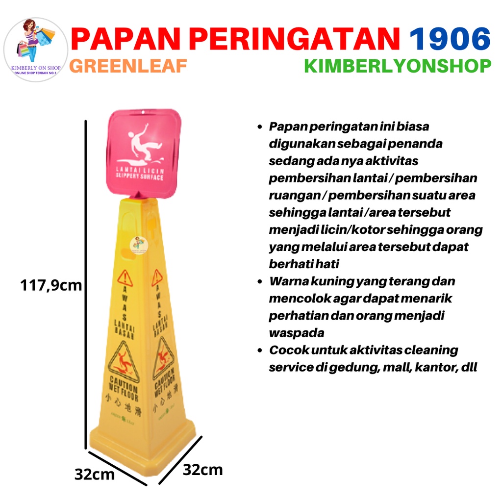 Sign Floor Papan Peringatan Awas Hati Hati Licin Sign Board 1906 Green Leaf