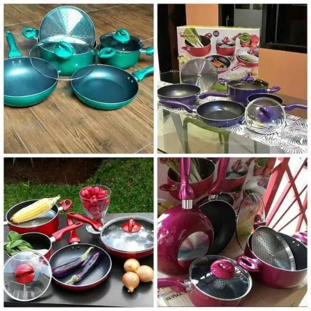 Panci Set, Panci Murah , Panci Tren SUPRA ROSEMARY 7 PCS COOKWARE SET