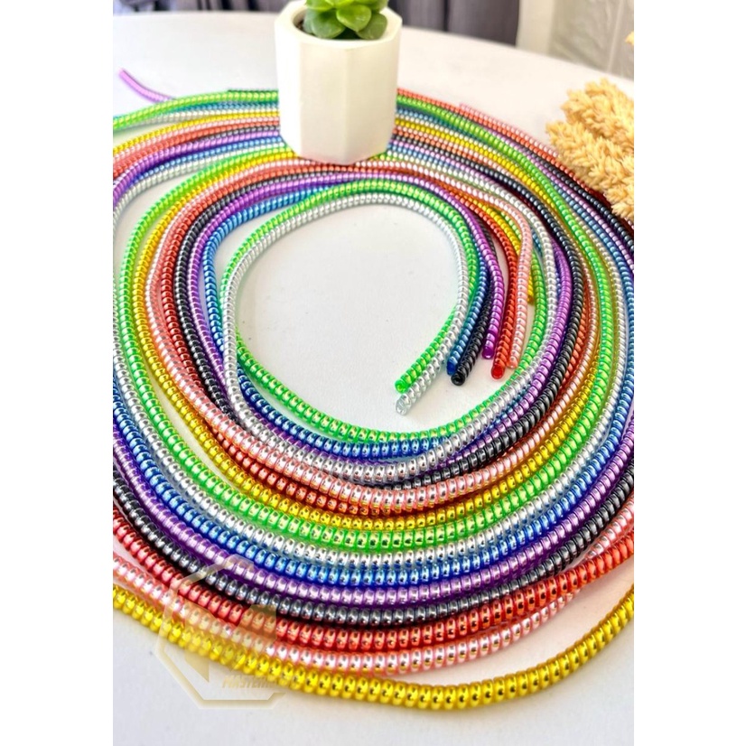 RT94 Pelilit Kabel Spiral Warna Metalic Pelindung Cable Hp Charger Universal Cord Protector solid Color glossy MA2779