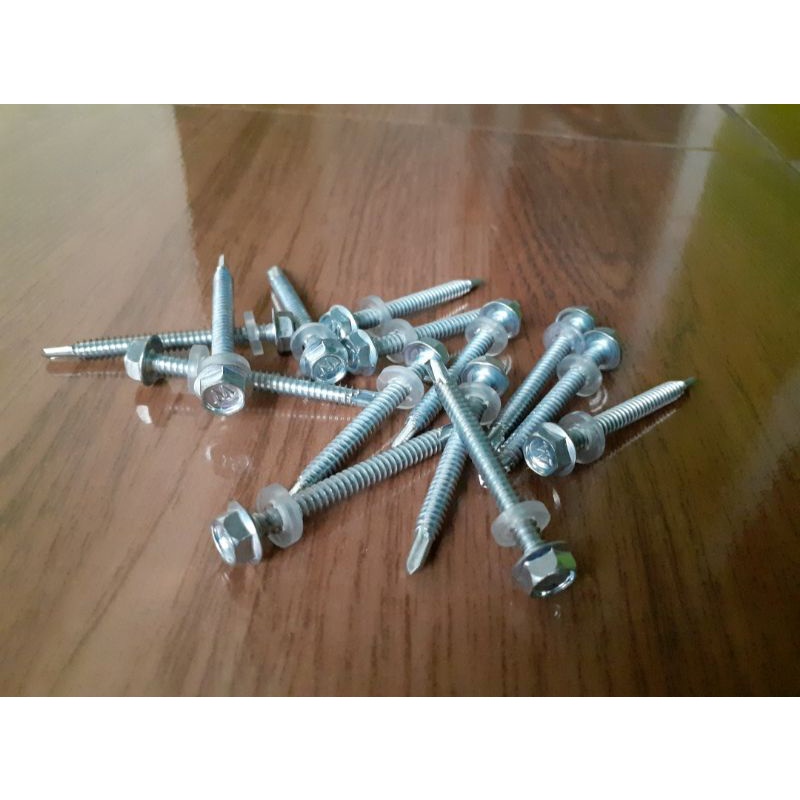 (50 pcs & 100 pcs) Baut Roofing / Galvalum Baja Ringan / Drilling 12×50 / Atap Spandex