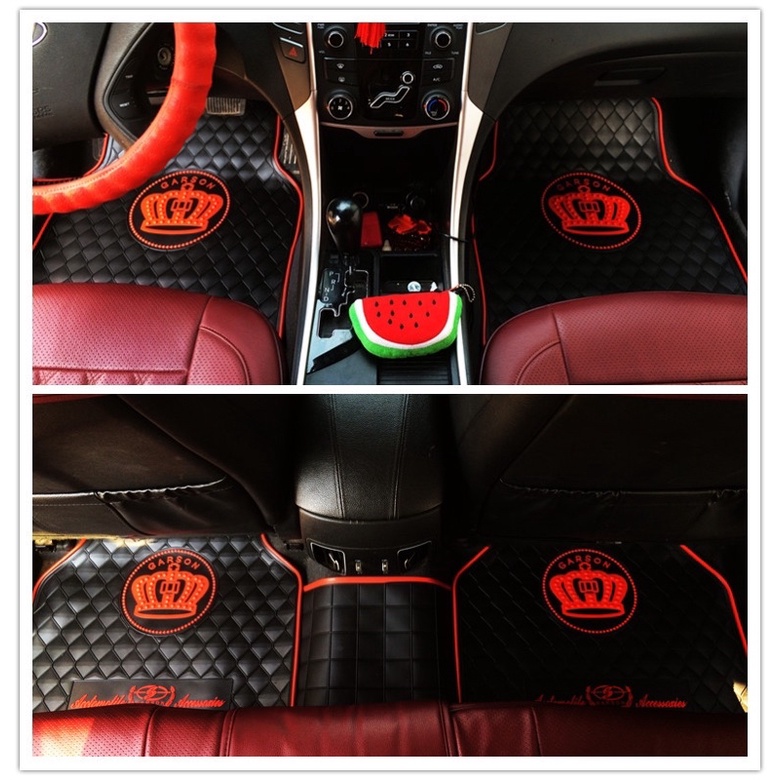 KARPET MAHKOTA // Karpet karet mobil crown dad karpet karet mobil universal motif Dad mahkota crown putih dasar hitam