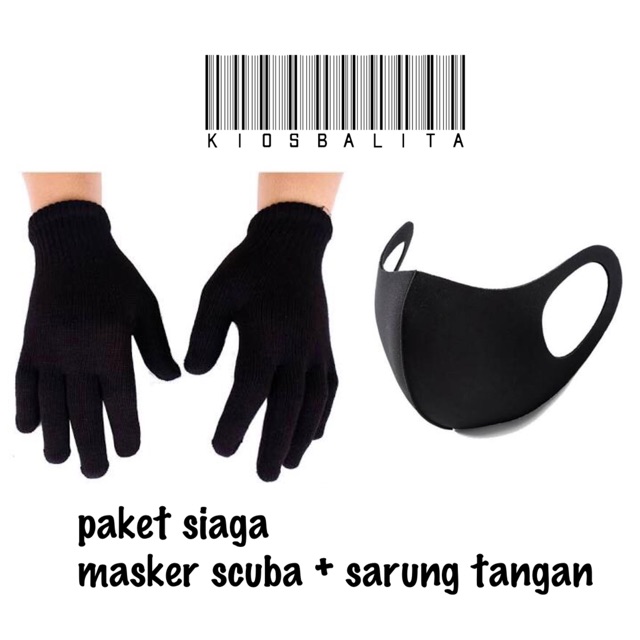 PAKET SIAGA SARUNG MOTOR POLOS HITAM + MASKER SCUBA