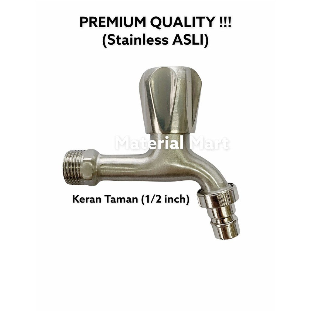 Keran Taman 1/2&quot; Stainless | Kran Taman 1/2 Inch Satin | Kran Air 1/2 | Material Mart