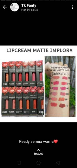 IMPLORA LIP CREAM 01 02 03 04 05 06 1 2 3 4 5 6 7 8 9 10 11 12 LIPCREAM IMPLORA