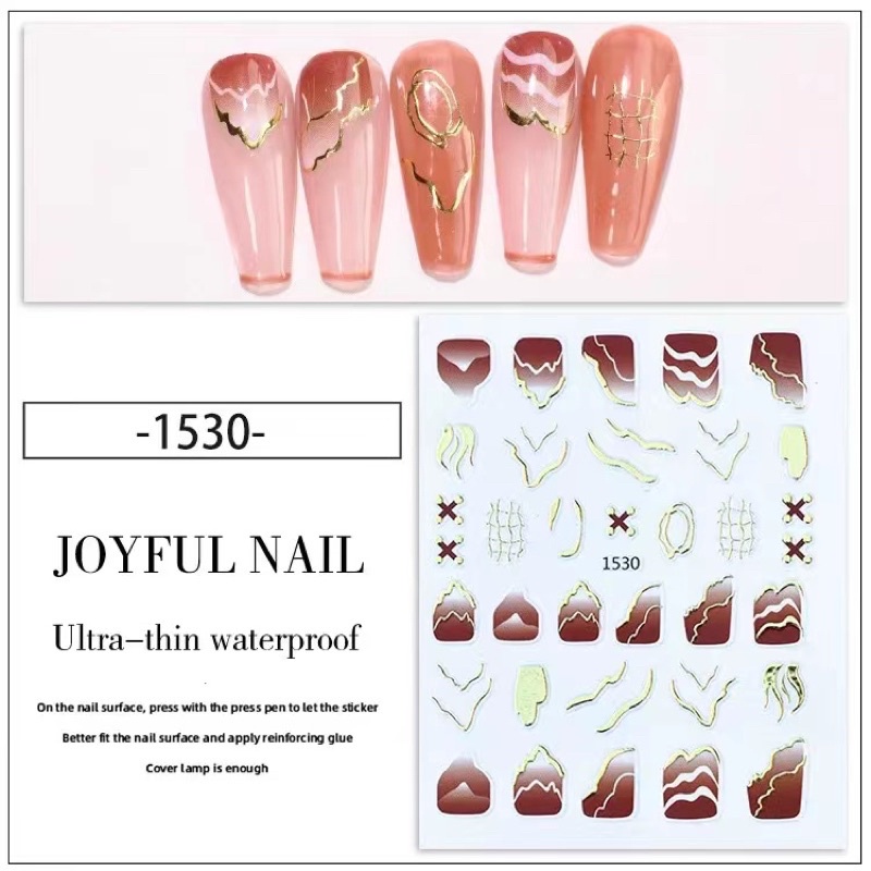 NAIL STICKER METAL GOLD PAINTING PATTERN WAVE STIKER KUKU BEST SELLER FRENCH MANICURE STIKER KUKU NAIL ART METAL GOLD