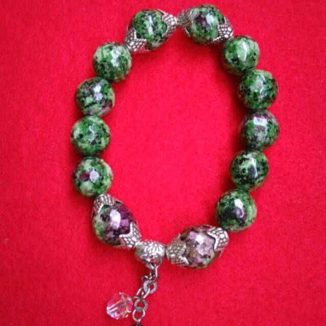 Gelang batu Ruby Tanzania / Zoisite