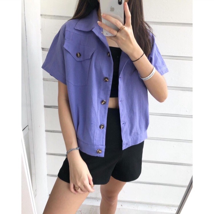 Ruri Button Oversize - Faux Button - kemeja linen oversize fashion wanita