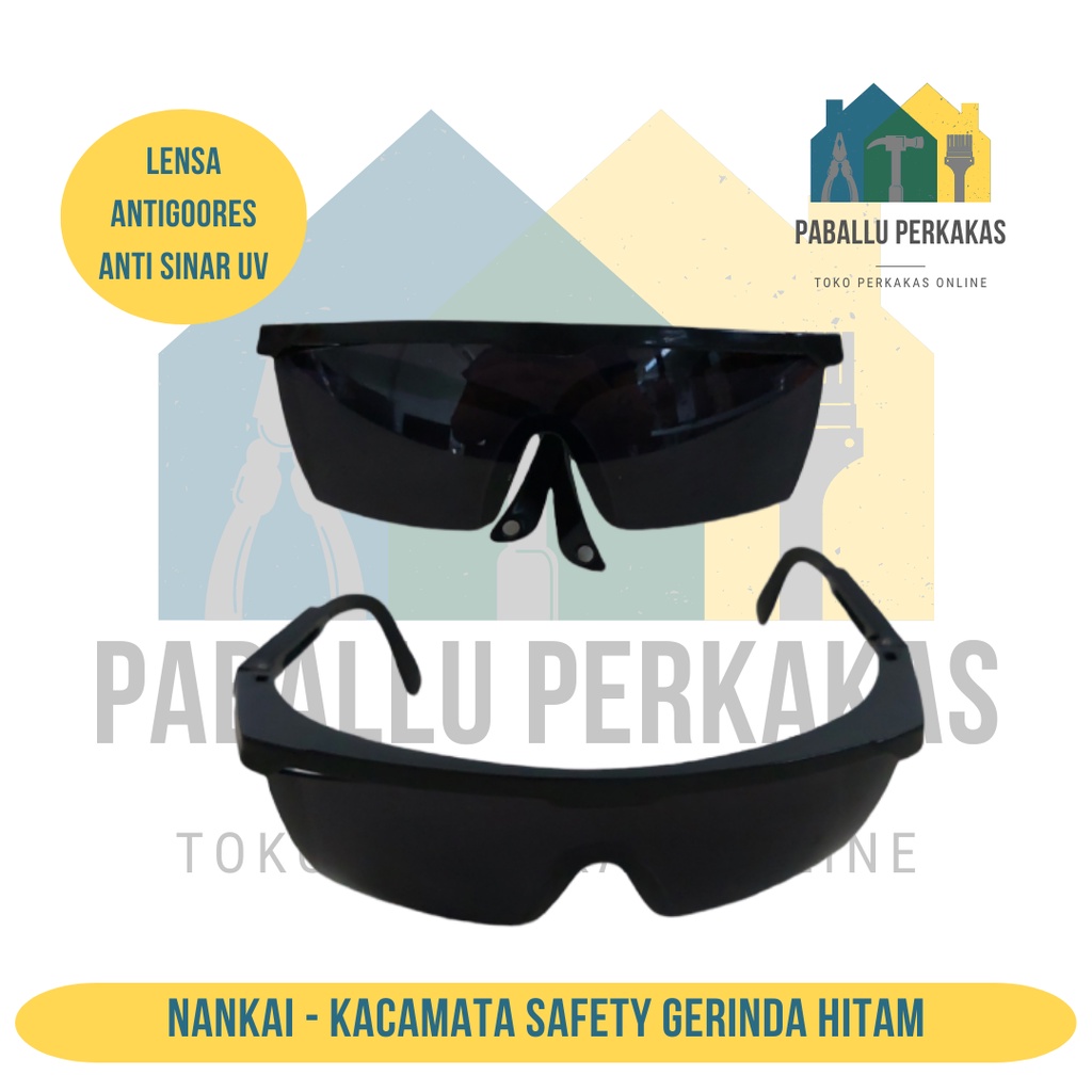Kacamata Safety Gerinda Grinda Las Hitam Nankai / Kacamata Las Hitam / Kacamata Safety Hitam