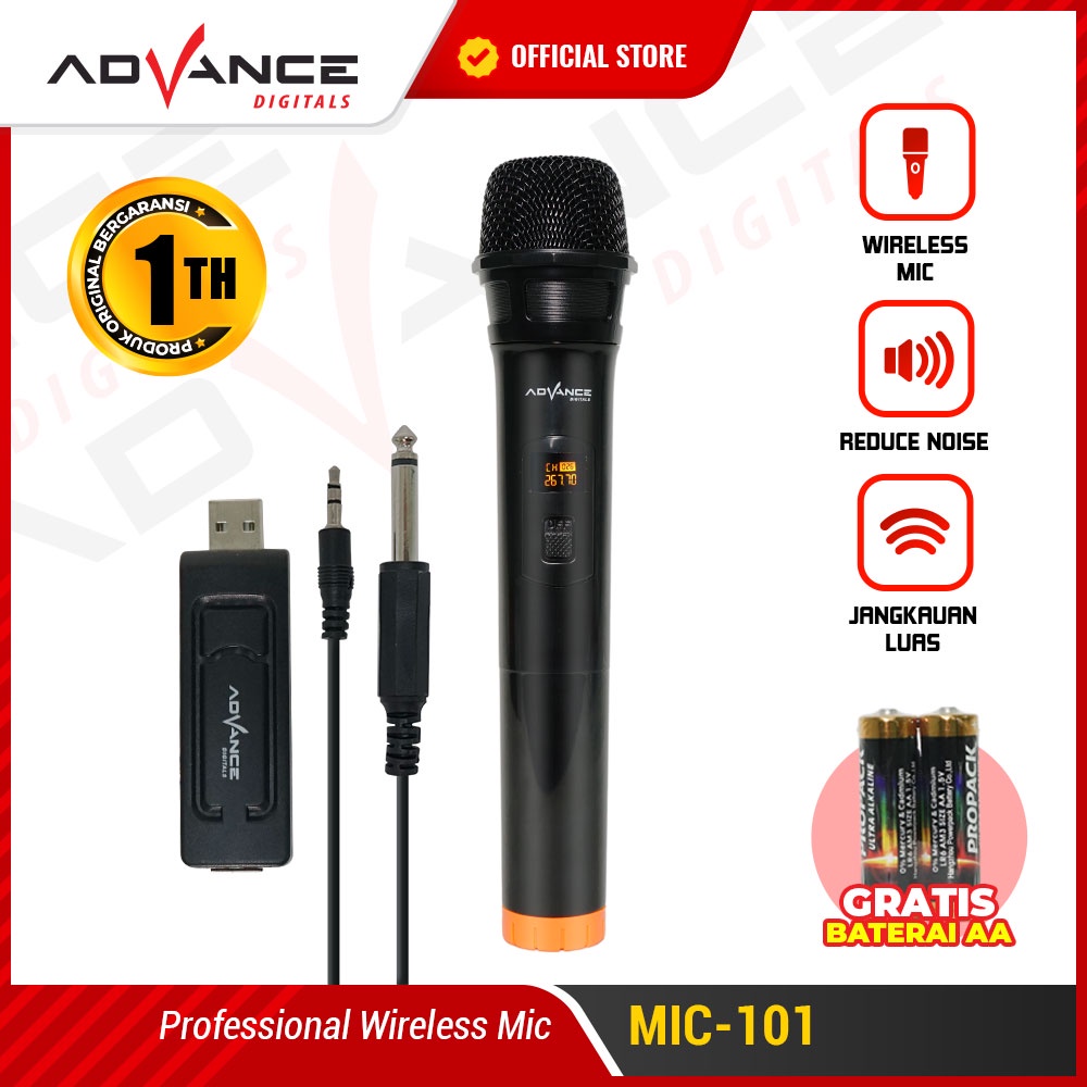 Advance Professional Wireless Microphone Single Mikropon MIC-101 Garansi Resmi Advance 1 Tahun