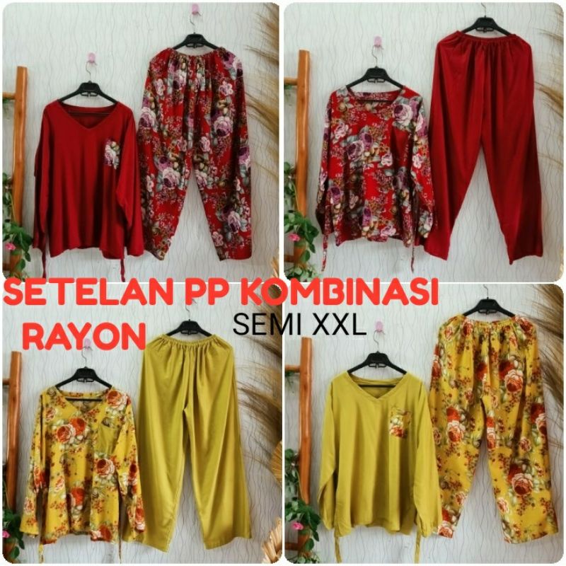 SET BABYDOLL JUMBO XXL KOMBINASI LENGAN PANJANG PENDEK RAYON / ONE SET MUSLIMAH