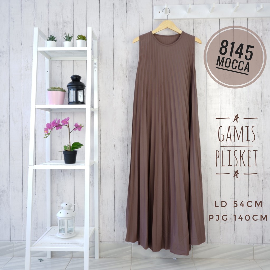 GAMIS PLISKET 8145 MAXY DRESS PLISKET PRISKET PLEATED DRESS PLISKET MAYUNG FLOWY TANPA LENGAN-7