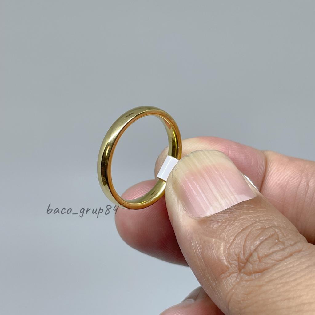 Cincin Titanium Gold ring Polos C18 Cincin Tunangan Cincin kawin Awet lama Tidak Karatan