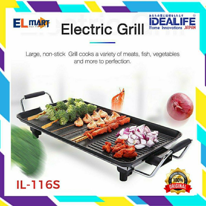 Idealife Grill Pan Electric IL116S 116S Pemanggang BBQ listrik