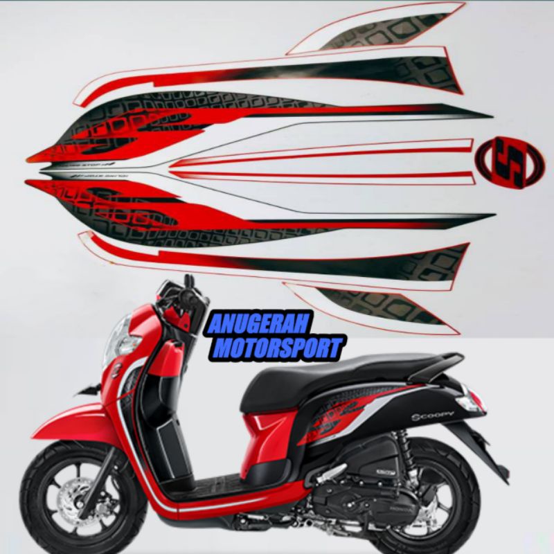 striping / sticker lis Scoopy merah hitam 2019 2020