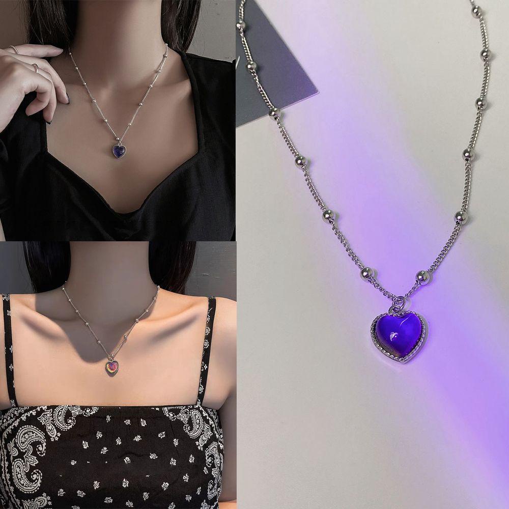 Preva Kalung Berubah Warna Aksesoris Fashion Hadiah Fashion Baru Untuk Wanita Gadis Liontin Kupu-Kupu