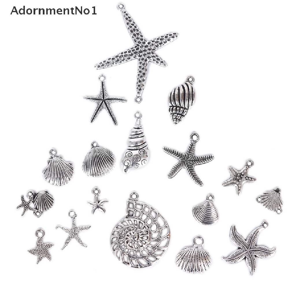 (AdornmentNo1) 17pcs / Set Liontin Silver Tibet Bentuk Bintang Laut / Kerang Untuk DIY Perhiasan Charms